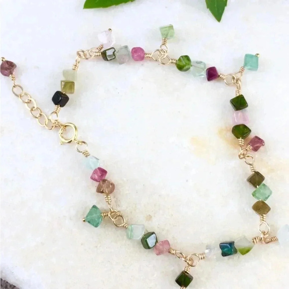 Nature’s Splendour®️LLC Jewelry - Tourmaline Bracelet,Colorful Gemstones Bracelet,October Birthstone